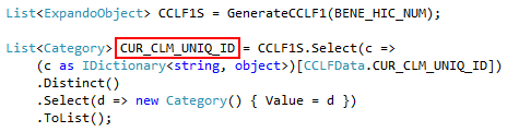 sdfg code fragment that shows extracting a categorical list from the result of calling a generate method.
